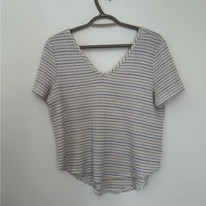 Paper Crane Navy and White V-Neck Tee